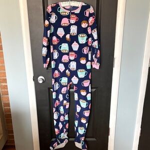 Carters size 14 fleece footed pajamas kitties and hot cocoa